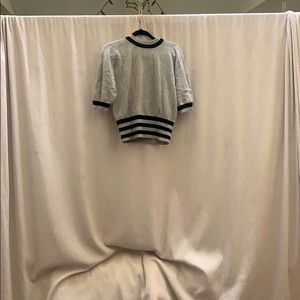 Short top lambs wool with stripes